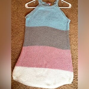 C+D+M sleeveless knit sweater halter style blue, pink, grey, white